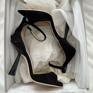 Jimmy Choo Reon 100mm Black Suede Sandal